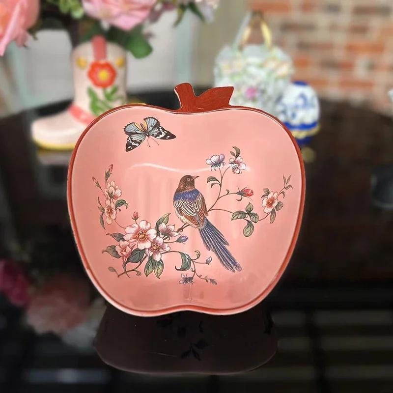 

Креативные керамические тарелки с рельефом в виде птиц, домашний завтрак, изысканная фруктовая салатница, уникальная посуда в форме яблока, украшение