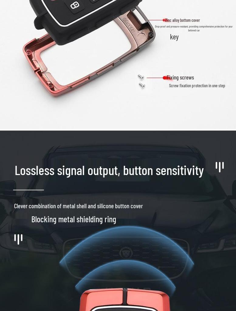Premium Metal Protective Shell for Jaguar Key - Compatible with XFL/XEL/XJL/FPACE; High-End Men's Key Case with Buckle