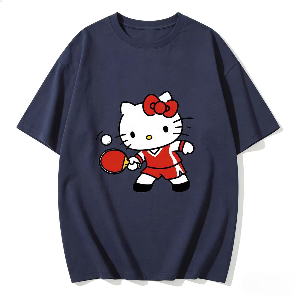 2026 new Summer HelloKitty Cute Graphic Tee Casual Short Sleeve Cotton Top for Women Girls Kawaii Cartoon Print Streetwear