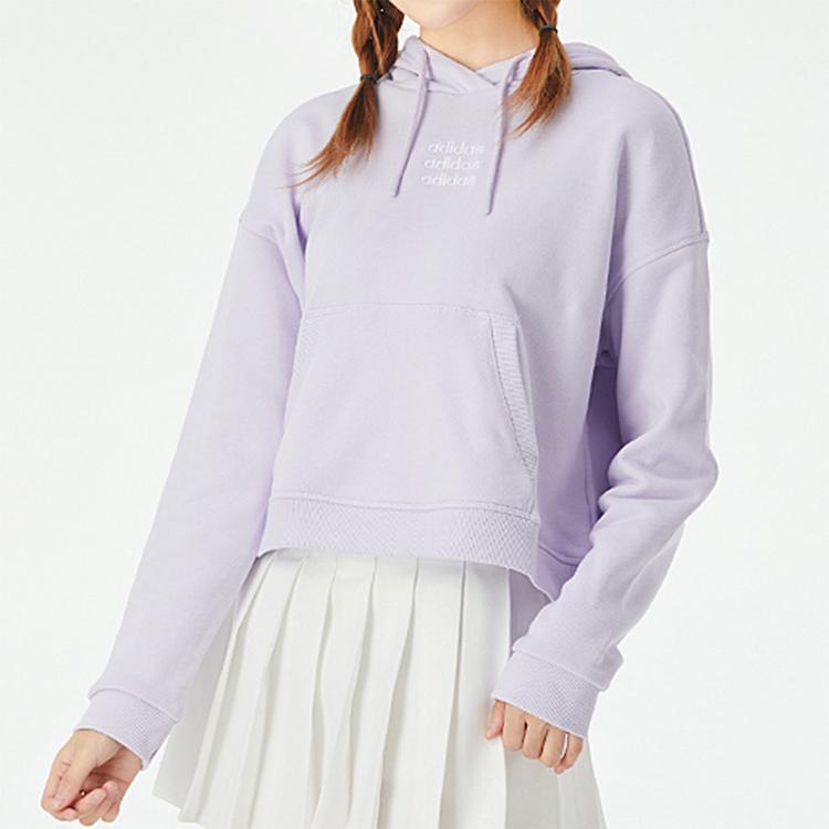 Adidas Neo Logo Pullover Hoodie Women Tops Purple GL7432