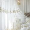 1PC LOZUJOJU French Style Gold Thread Embroidered Sheer Curtain Romantic Style Luxury Tulle for Living Room Bedroom Balcony Window Home Decor