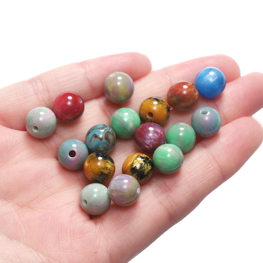 20-50pcs/lot Multicolor Resin Mitation Cat Eye Round Beads Bracelet Spacer Beads For DIY Handmade Jewelry Making Findings