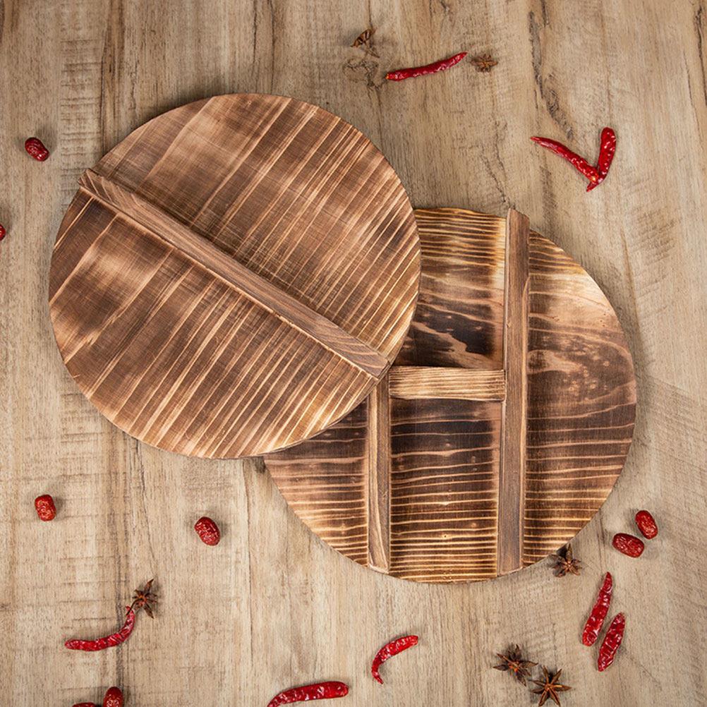 Wooden Wok Lid Thick Vintage Style Pot Cover For Steam Retention Anti-Splash Cooking Kitchenware Household Wok Accessories