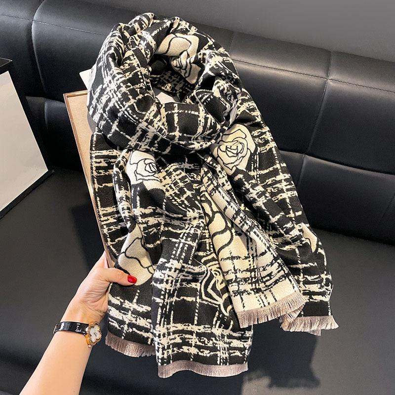 Autumn and winter new rose imitation cashmere scarf warm fashion versatile air conditioner shawl