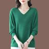 Maglione da donna con scollo a V Primavera Autunno Manica Lunga Ampio Morbido Delicato sulla Pelle Top a Maglia Pullover a Maglia con Strass