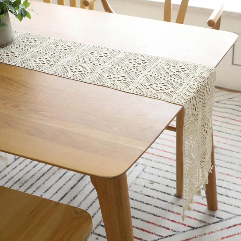 24*350cm Table Runner Lace Table Cover Chair Sash Dinner Banquet Baptism Christmas Wedding Party Embroidered Table Decor