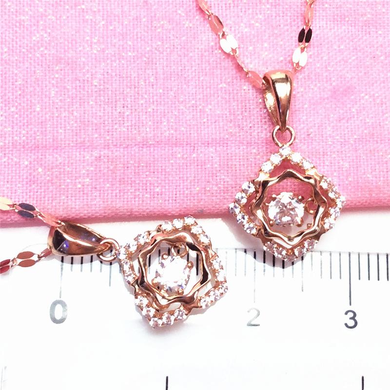 Purple Gold Color Gold Smart Zircon Pendant, Foreign Luxury Temperament Plated Rose Gold Necklace