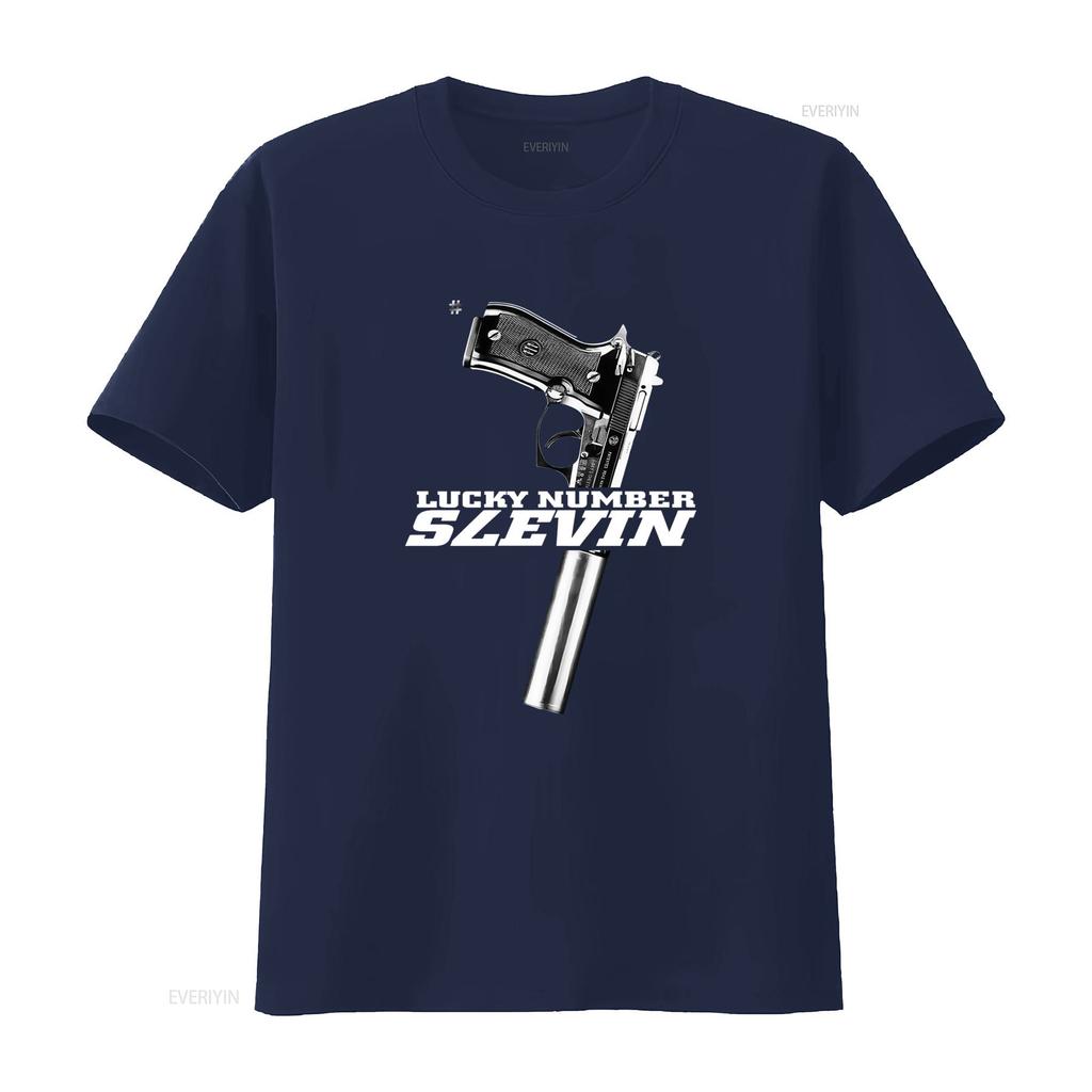 Lucky Number Slevin Cult Movie Inspired T Shirt with Gun Print Design for Men vintage Washed Unisex Breathable