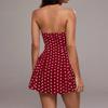 Women's Sleeveless V Neck Polka Dot Print Backless Short Dress Halter Neck Summer Casual Mini Dress