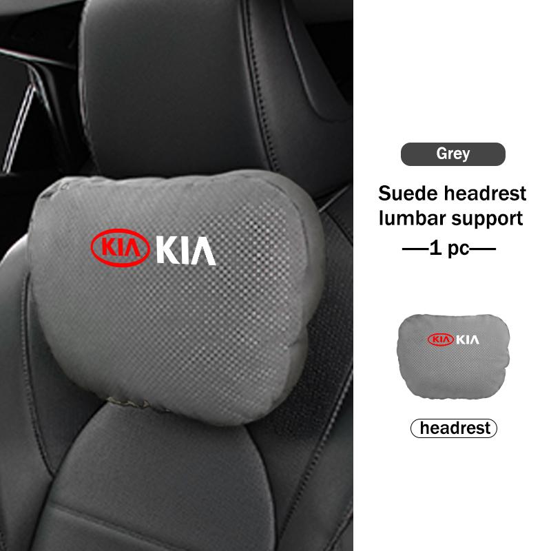 BBEI1 Car Styling Soft Suede Headrest Neck Support Seat Breathable Waist Pad Pillow Mat For KIA Cerato Proceed Venga Stonic Picanto