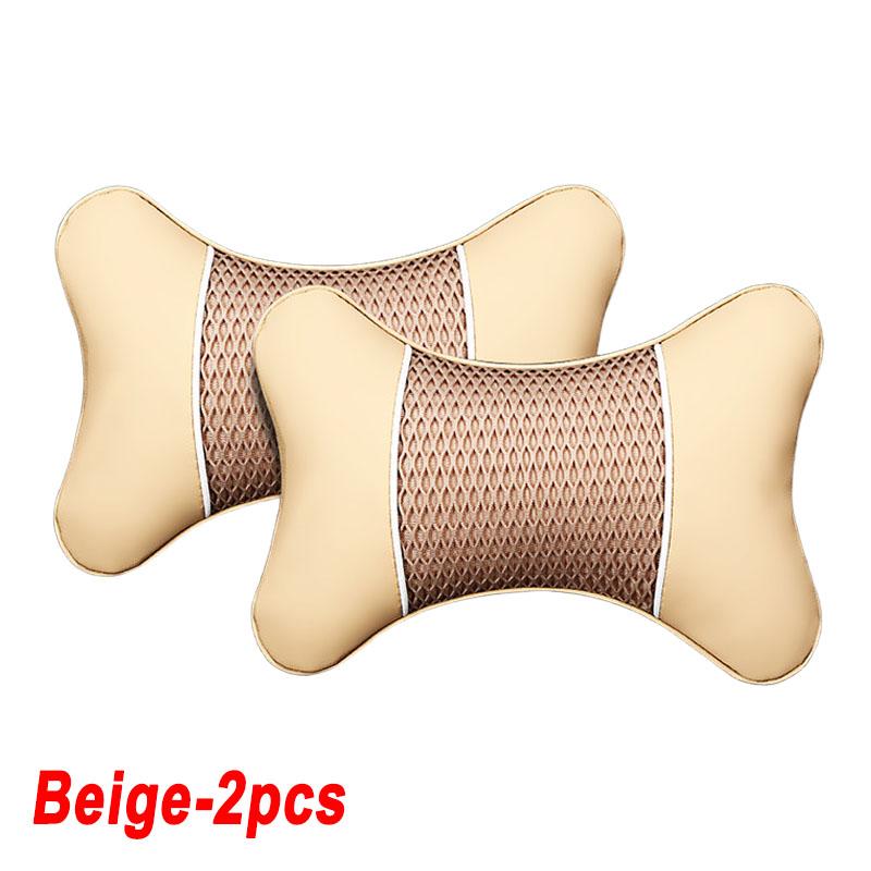 PU Leather Knitted Car Pillows Headrest Neck Rest Cushion Support Seat Accessories Auto Black Safety Pillow Universal Decor