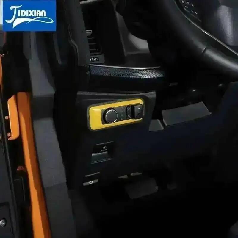 AJF1 JIDIXIAN Car Headlight Light Lamp Switch Panel Decoration Covers for Ford Bronco 2021 2022 2023 2024 2025 Interior Accessories