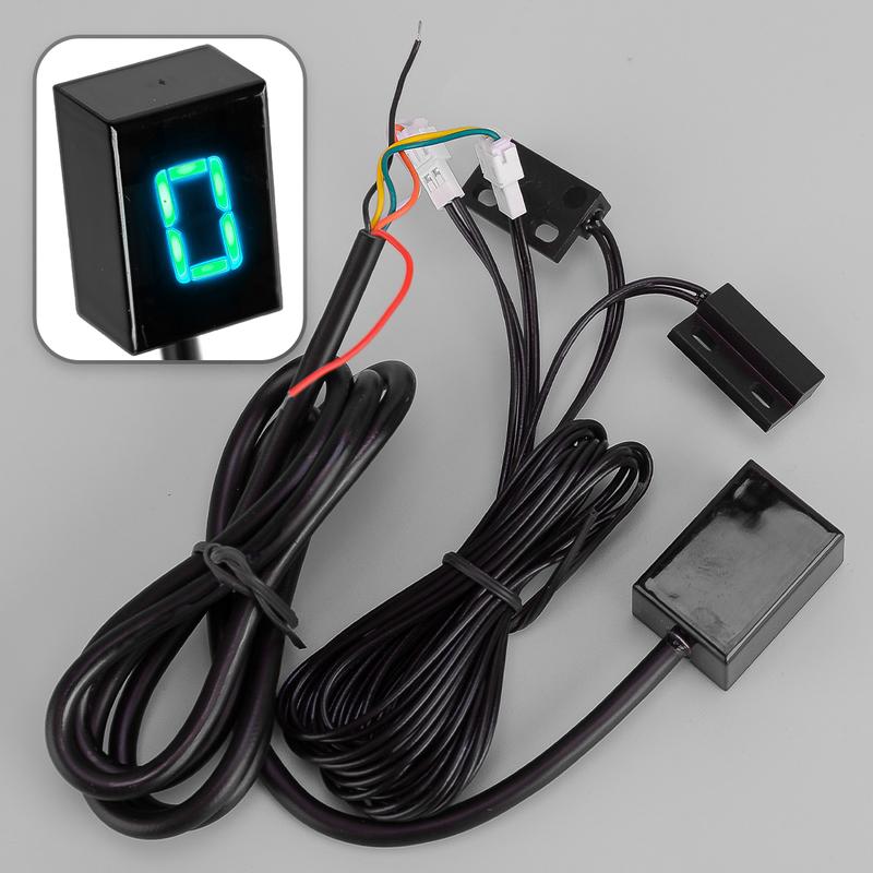 Motorcycle Bike Universal Motor Green Color Digital Gear Indicator Display Shift Lever Sensor 6 Speed