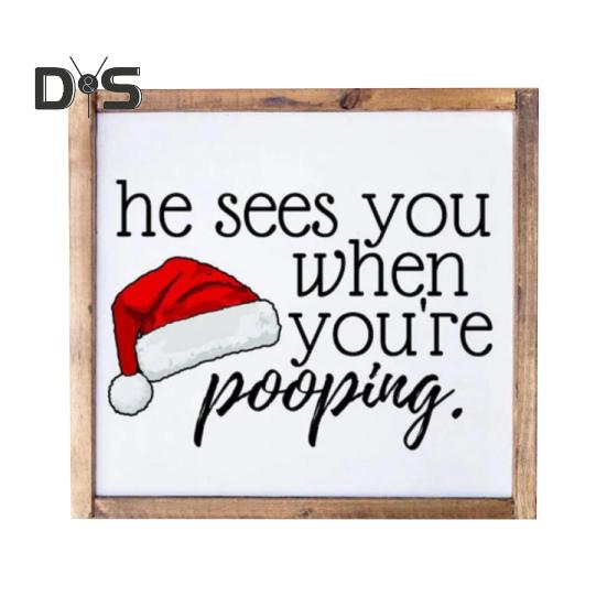 

Рождественский декоративный знак, праздничный сезонный настенный декоративный знак, деревянная рамка, рождественский забавный знак для ванной комнаты, баров, клубов, гостиной 15x15cm A