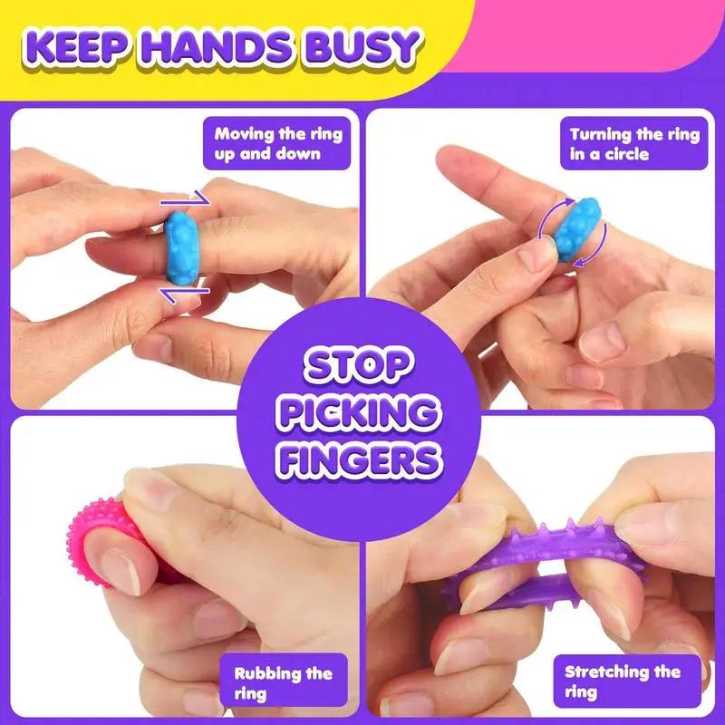 12er Set Sensorische Ringe für Teenager und Erwachsene Stressabbau Massagegerät Linderung Fidget Spielzeug Akupressur Stachelig zur Unterhaltung Spiel Sicher Kinderfreundlich Spaß