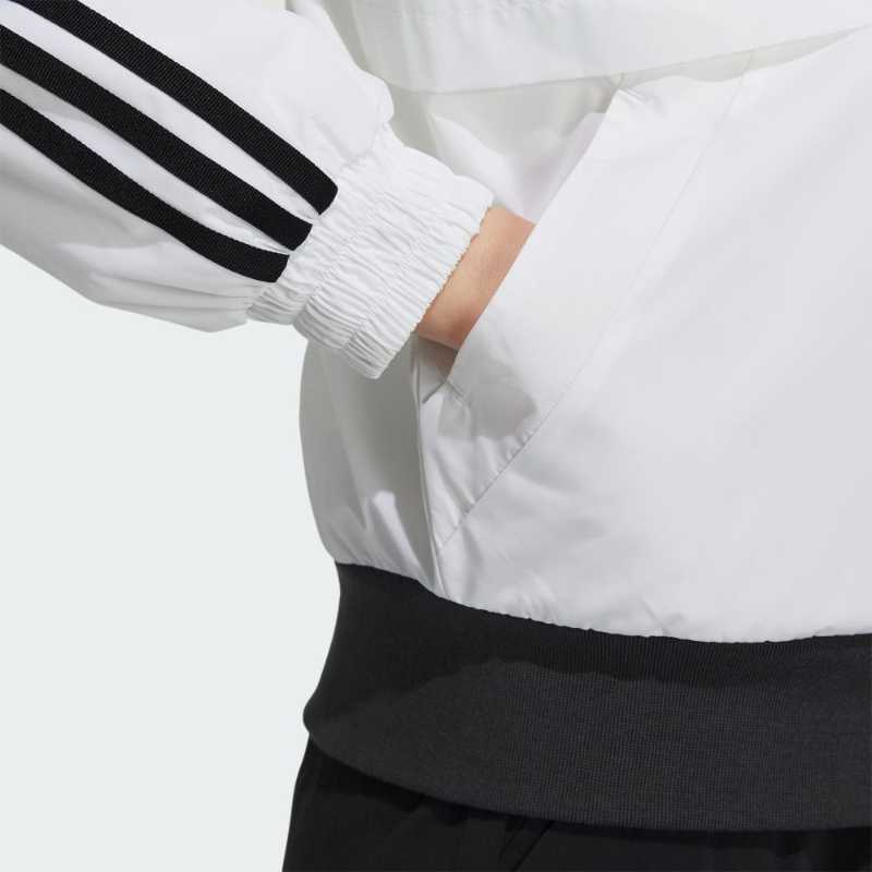 Adidas Striped Colorblock Logo Print Zip-Up Casual Long Sleeve Jacket Women Jacket White H09760