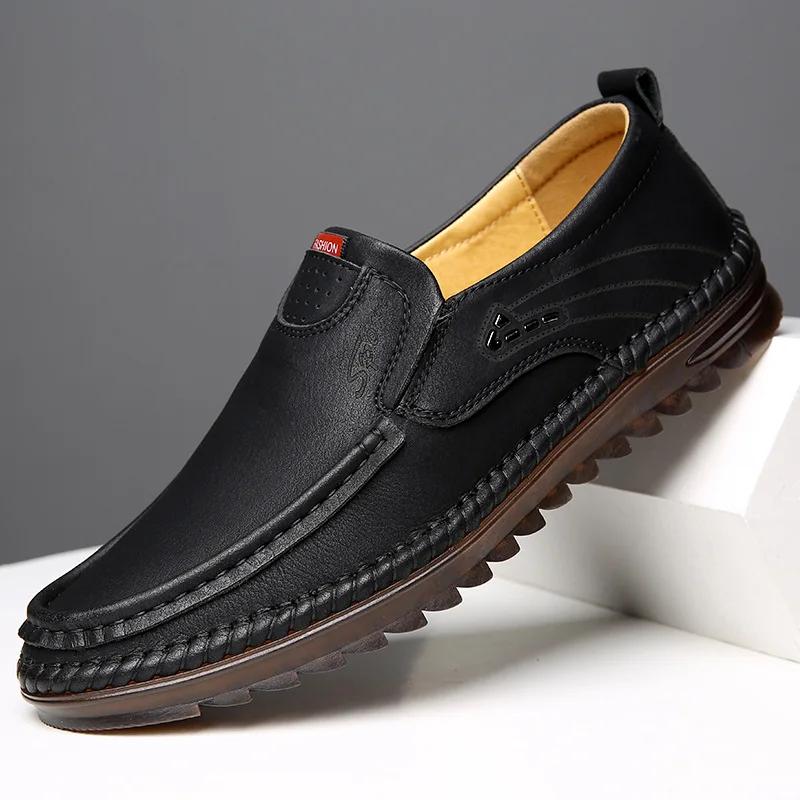 Men Leather Shoes Slip On Brown Shoes Leather Loafers Mens Moccasins Shoes Italian Designer Shoes