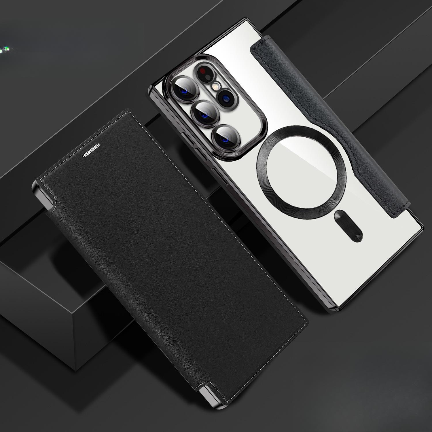 

Подходит для Samsung S25Ultra Гальванизированный Магнитный Чехол-книжка Кожаный Чехол, Чехол для телефона S25EDGE, Чехол с карманом для карт и защитной пленкой для объектива Samsung S25ULTRA чёрный
