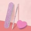 3PCS/Set Professional Manicure Tool  Heart Shape Pusher Set Mini Nail File and Orange Stick Set Nail Buffer Blocks