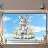 New Easter Flower Rabbit Sticker Self-Adhesive Waterproof Festival Party Sticker PVC Removable Wall Stickers Window Decoration