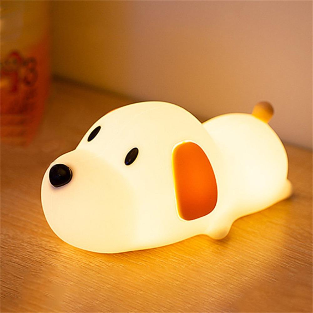 USB Rechargeable Papa Puppy Night Lamp Silicone Animal Lamp Puppy Night Light  Bedroom Decor
