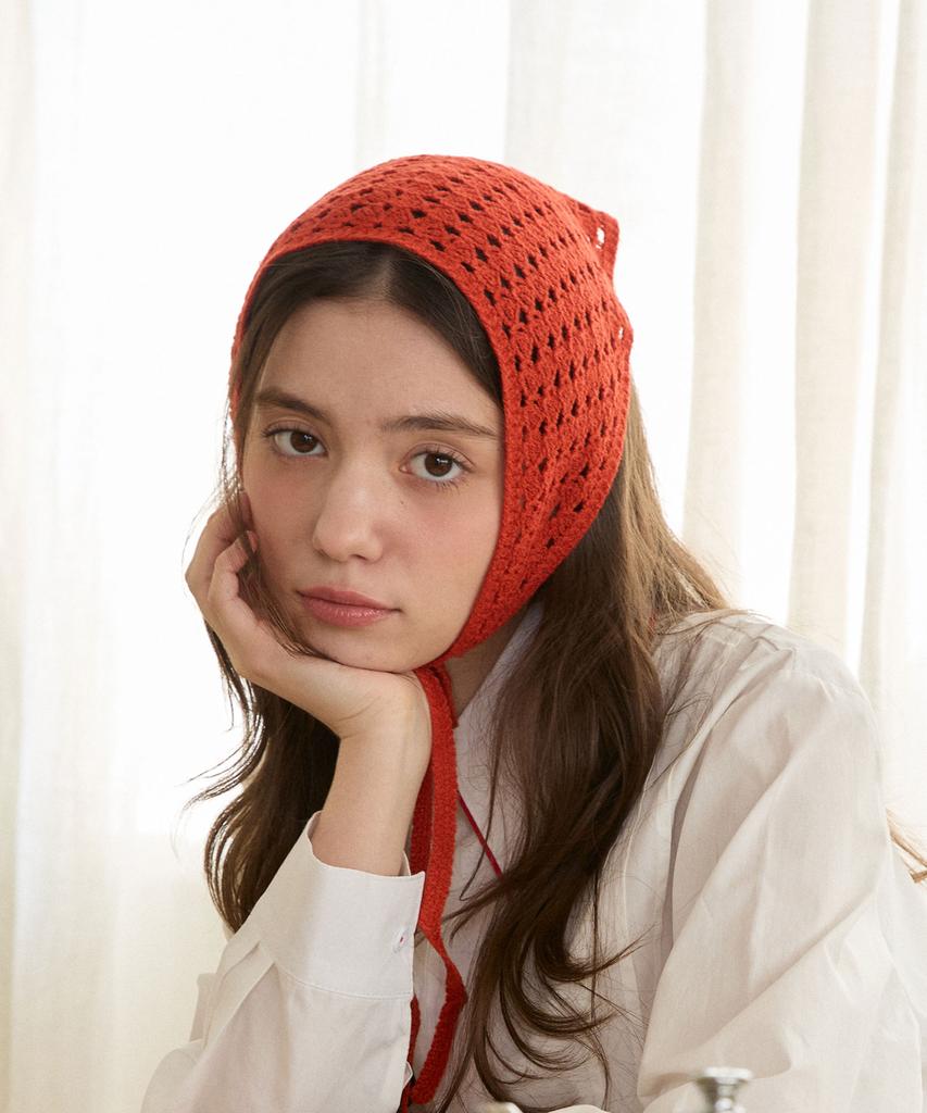 PINK PINEAPPLE Vintage Crochet Kerchief_Red