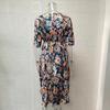 Fashion Floral Print Damen Kleid Plus Size Sommer Tasche Vintage Lose Freizeitkleider Weiblich Elegant Schlicht Rundhals Büro Dame Kleid 24258