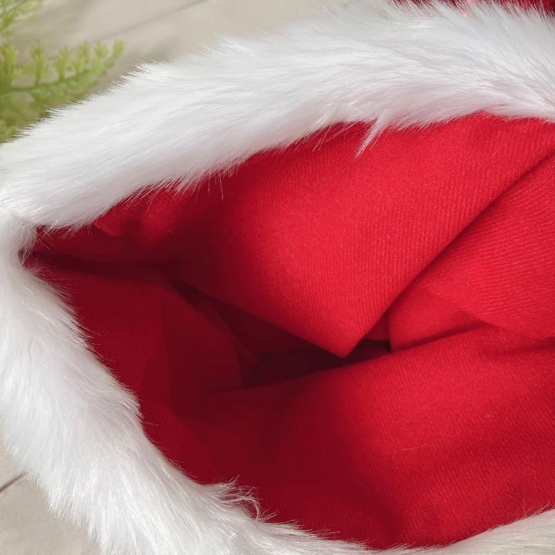 Adult Santa Hat with Sequins Thicken Plush for Holiday Comfort Liner Christmas New Year Symbol Cap with White Brim