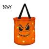 Illuminated Halloween Candy Basket Glowing Pumpkin Bag with LED Lights, Reusable Treat Spooky Tote Lights for Kids, Trick or Handbag Party Favors