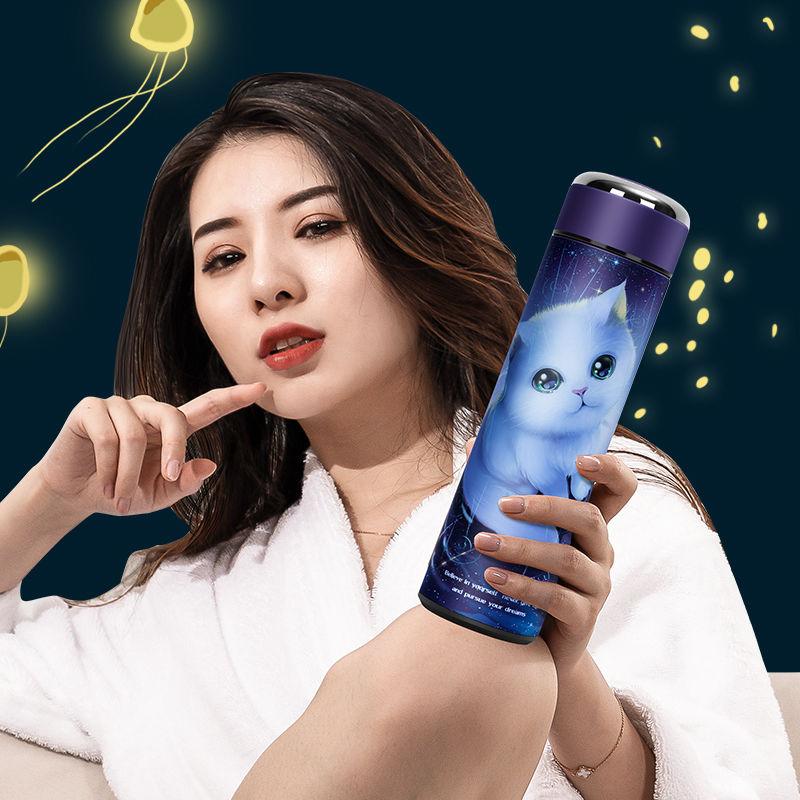 Stor Kapacitet Intelligens Termosmugg 500ml Vakuumflaskor Bärbar Rostfri Stål Termosmugg Vattenflaska Rese Temugg Kontors Termosmugg