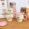Mug with Lid Spoon Cute Ins Style Cup High Looking Ceramic Water Cup for Girls Birthday Gift Souvenir