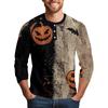 Men's Halloween Printed  Collar Three-Quarter Sleeve