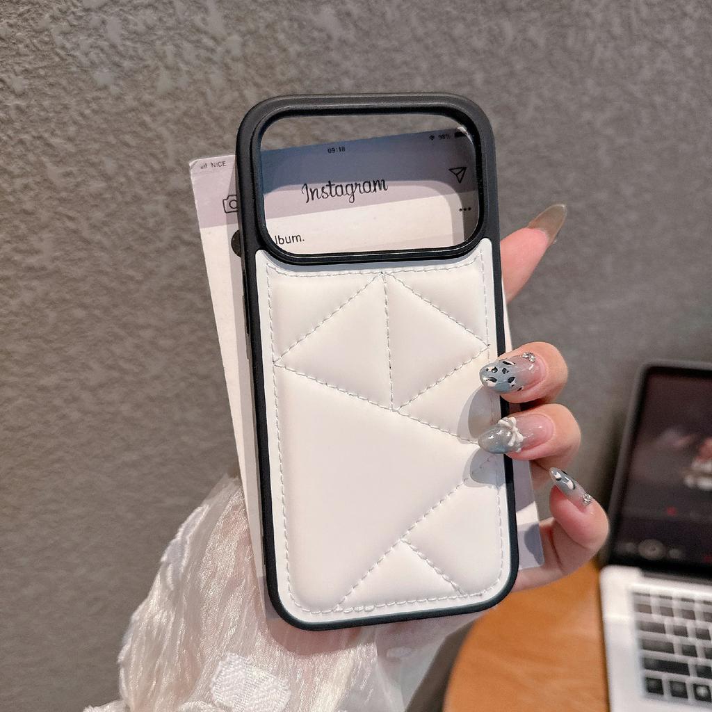Für iPhone 17 Pro Hülle Dreieck Stepp Daunenjacke Design PU Leder TPU Handyhülle