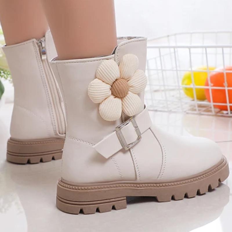 Jentestøvler Allsidige blomster Søte småbarnssko Pustende Enkle sklisikre barn Motestøvler