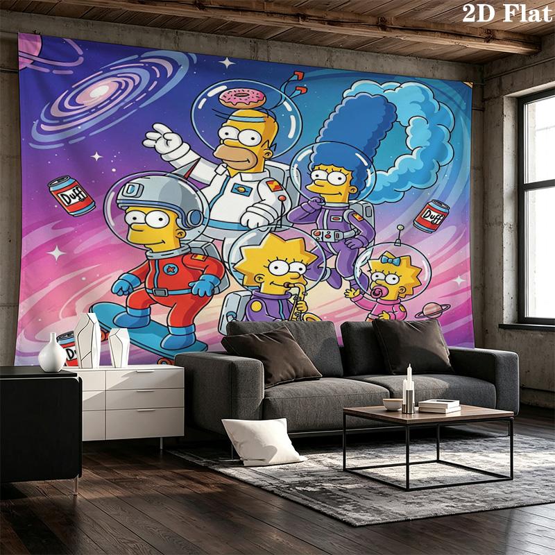 The Simpsons Wall Tapestry Aesthetic Wall Hanging Printed Fabric Blanket Decorative Tapestries for Bedroom Living Room Home Decor