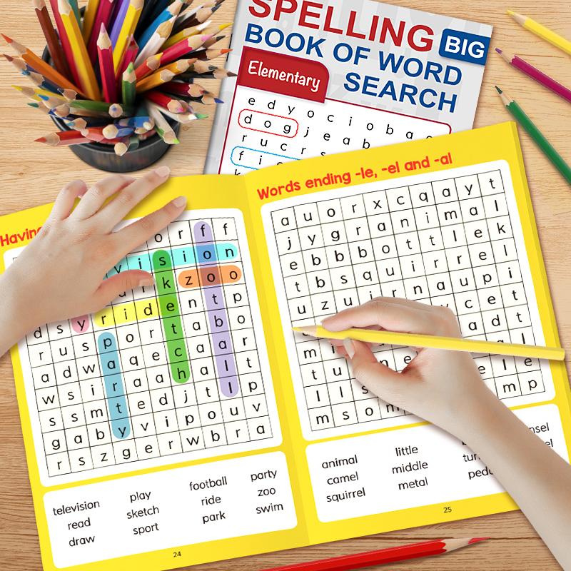 32 Pages Word Search Puzzle Book Spelling Big Book of Word Search Advanced & Elementary for Adults Students Vocabulary Builder