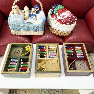 1:12 Puppenhaus Miniatur Vintage Nähkasten mit Deckel Möbel Home Modell Dekor Spielzeug Puppenhaus Zubehör