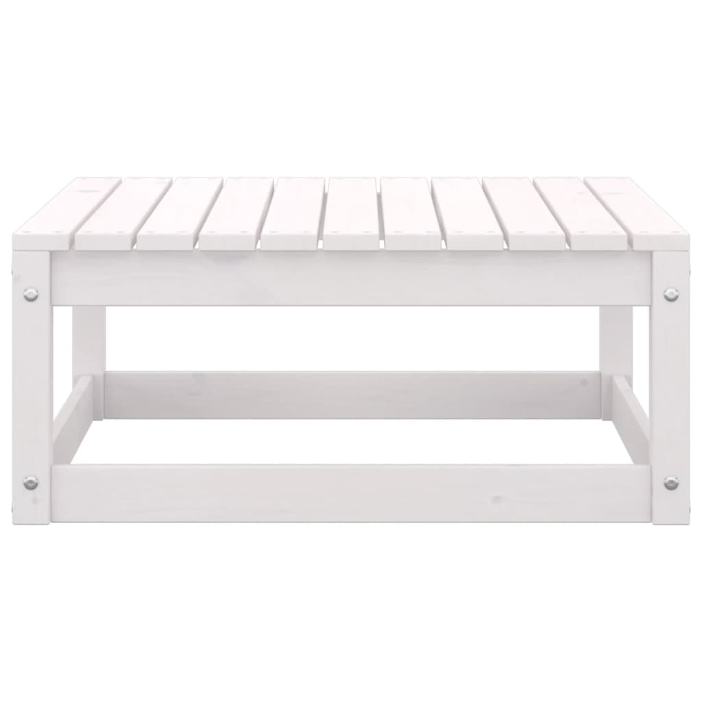 Garten-Fußhocker mit Kissen Weiß Kiefer Massivholz,70x70x30 cm