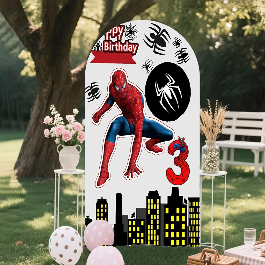 BEPAN Spiderman theme arched background customizable children's birthday party decoration background baby shower props stretch fabric