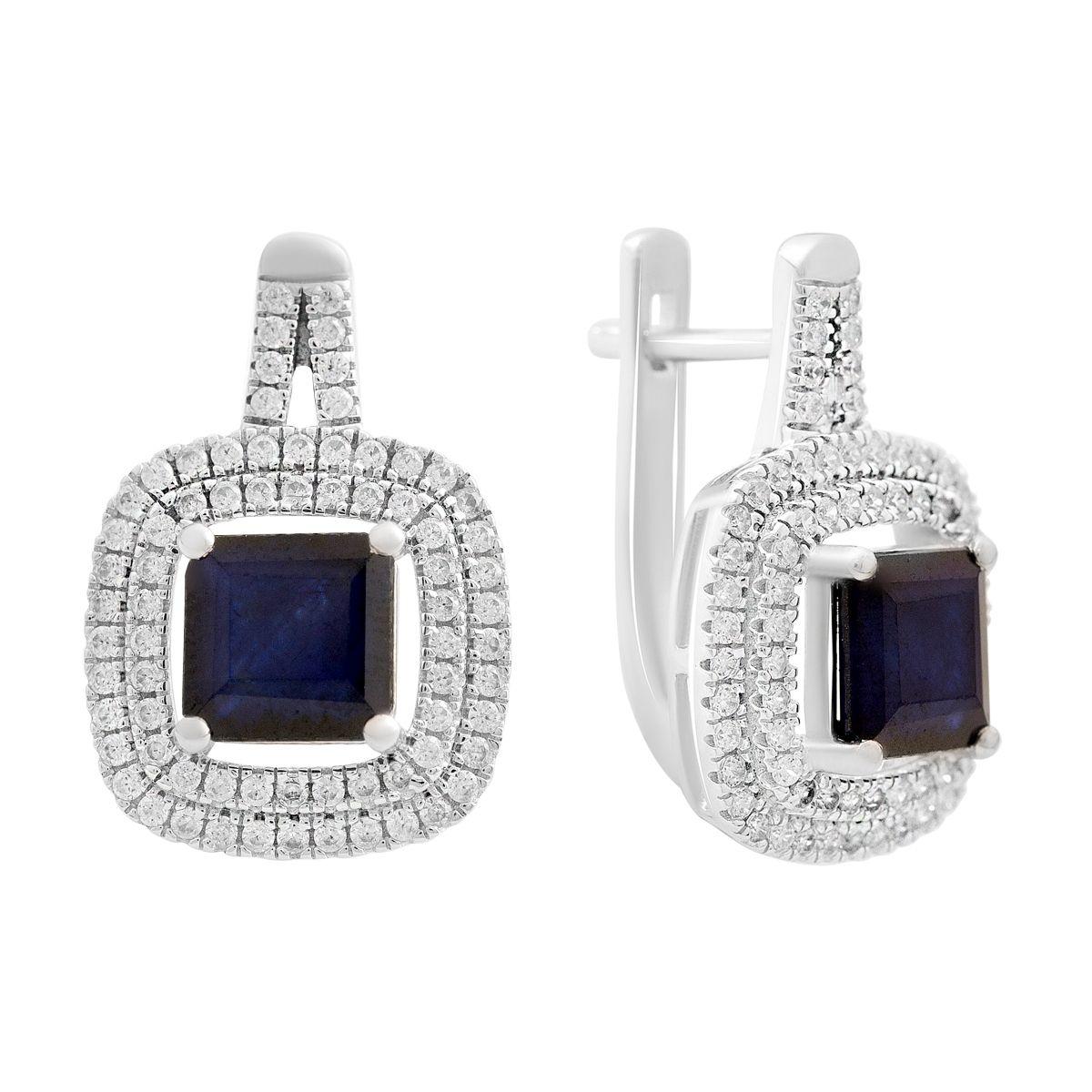 

Silver earrings with natural sapphire 5.717ct, cubic zirconia (2202585) сапфіровий