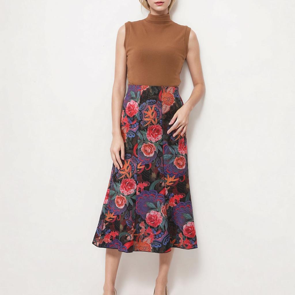 Women's Casual Printed Skirt, Floral Skirt, Trendy Temperament, A-line Skirt, Elastic Mid-length Skirt