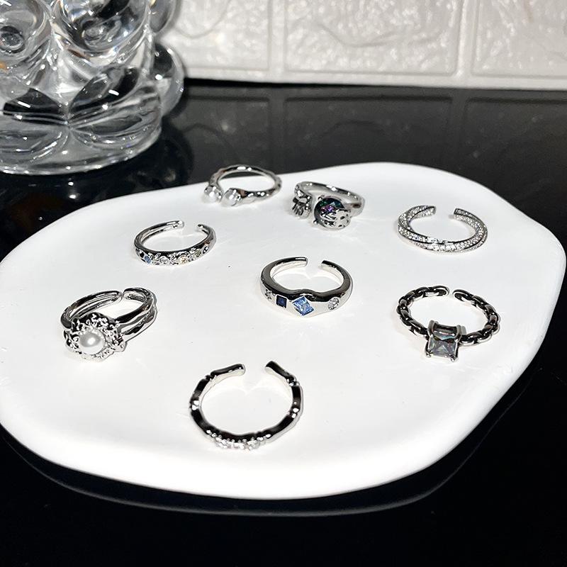 Niche Design Sense High Sense Zircon French Fold Irregular Personality Open Ring Fashion Ring Women