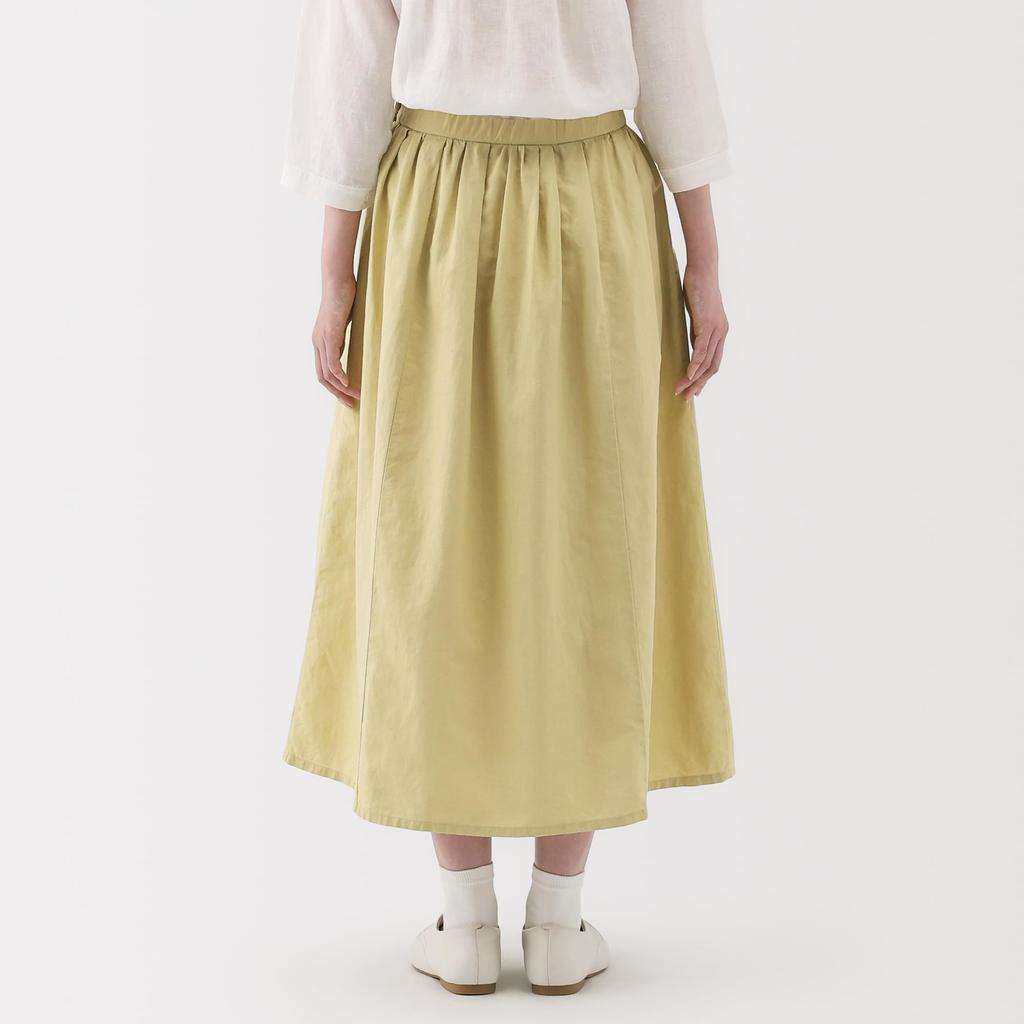 MUJI Women's Hemp Cotton Easy Long Skirt, BE1VBA5S, Yellow, Size M