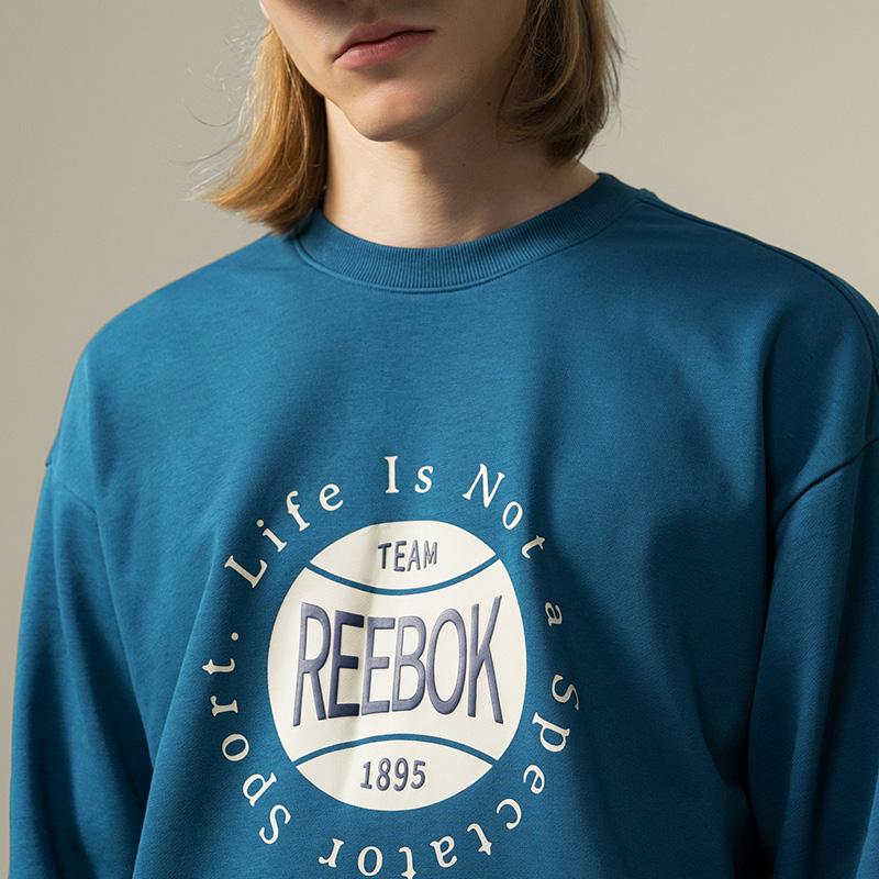 Reebok Soft And Comfortable Crew Neck Pullover Letter Long Sleeve Sweatshirt Unisex sweatshirt Navy-Blue 24FRM313UGBA