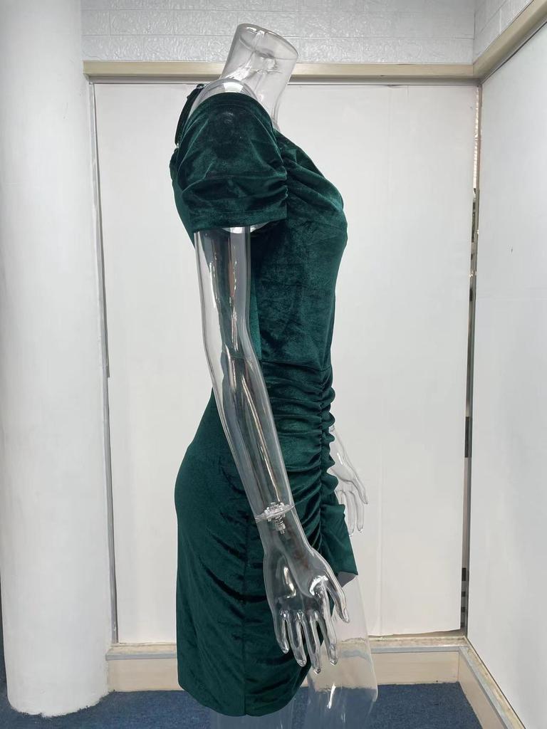 Sexy Slim Strap Fleece Stahovací šňůrka Nepravidelné šaty Móda Temperament Elegantní dámské oblečení