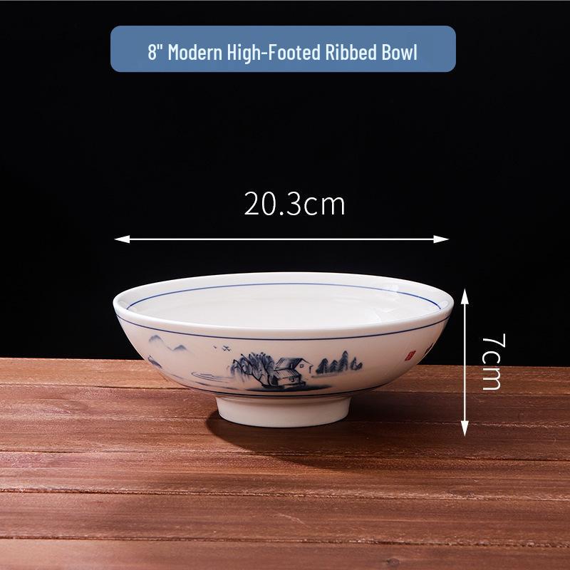 Large High-Footed Ceramic Soup & Noodle Bowl