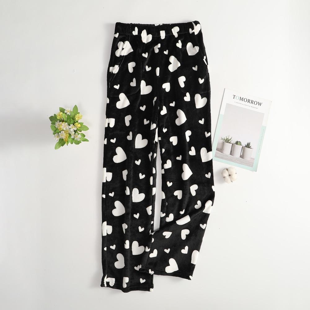 Women's Elastic Waist Plaid Fleece Pajama Pants Loose Fit Sleep Pants For Loungewear