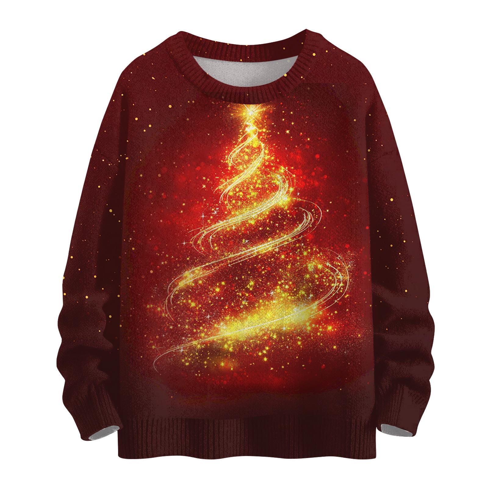 

Женский повседневный шерстяной рождественский свитшот с длинным рукавом, осенний отпускной пуловер с длинным рукавом XL киноварь