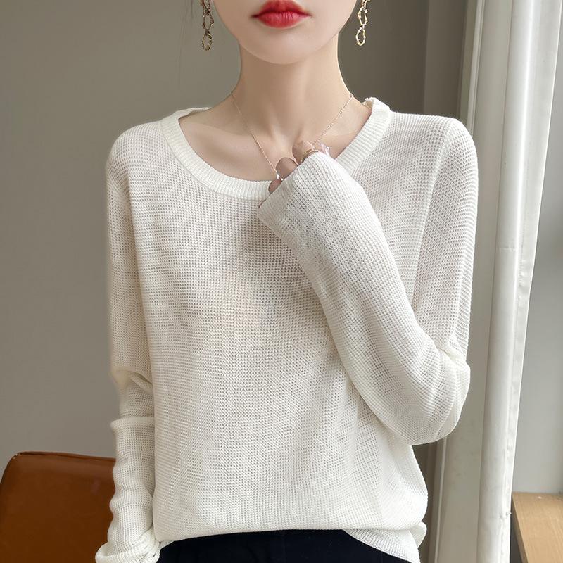 Round Neck Sweater Women's Autumn and Winter Slim Thin Long-sleeved Knitted Bottoming Shirt
