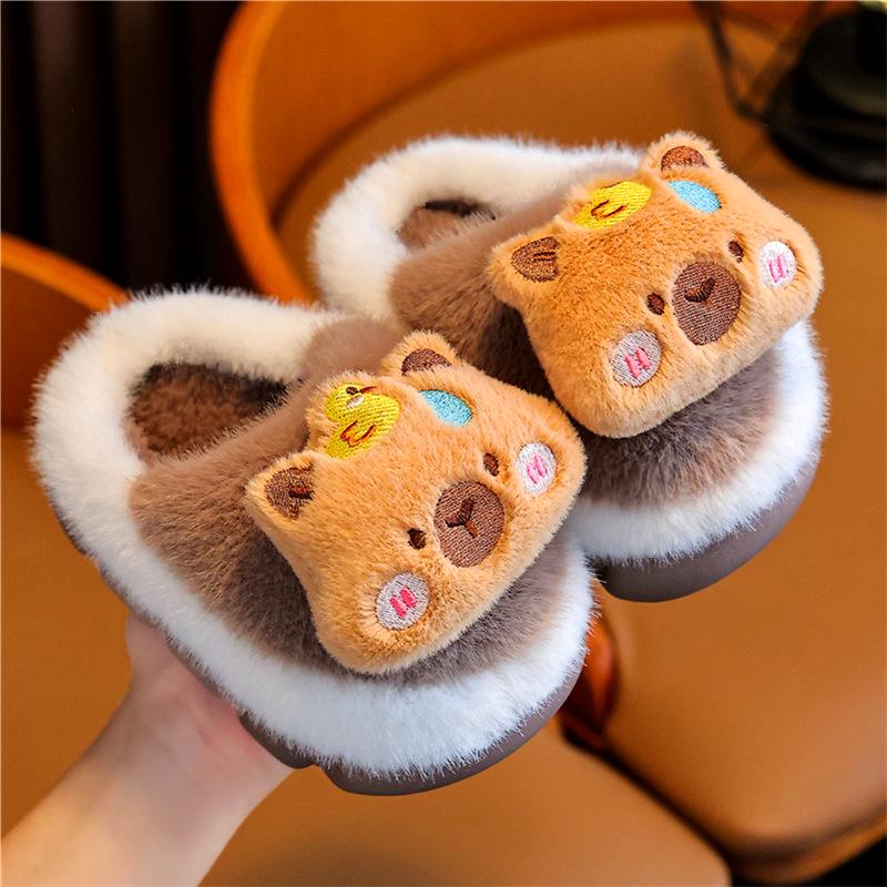 

2025 New Kids Warm Non-Slip Cotton Slippers for Autumn/Winter - Plush Baby Shoes for Boys & Girls 28-29 (18 cm)